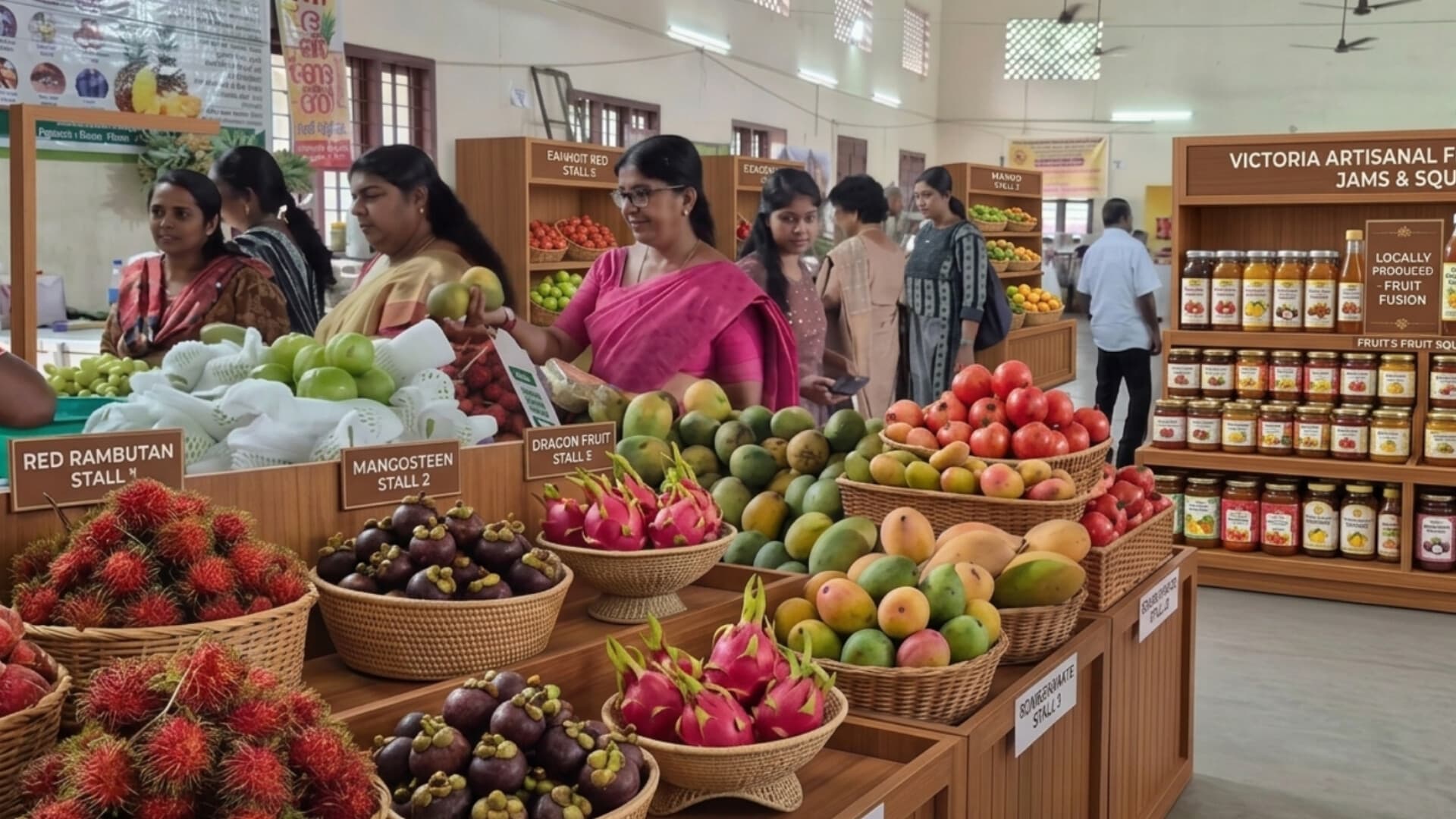 Visitors exploring fruit stalls at Samrudhi Fruit Fest 2026, showcasing Kerala’s hidden fruit revolution