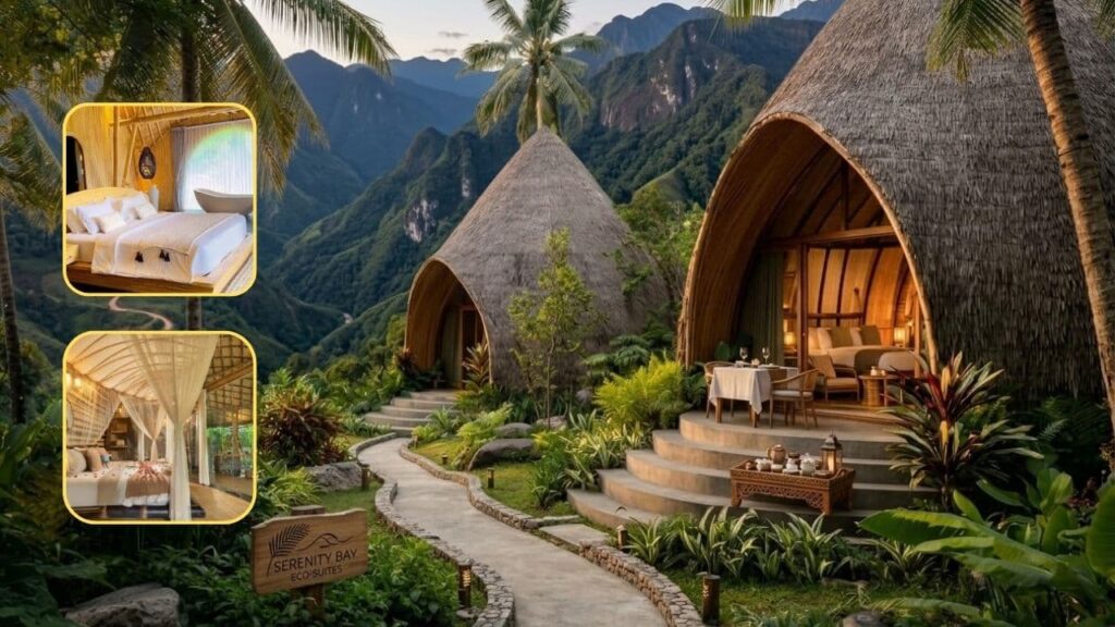 Mountain resort and hotel room interiors showcasing accommodation inspiration for Hornbill Festival 2026 visitors.